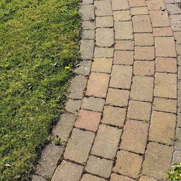 Block paved garden path in Uttoxeter before cleaning