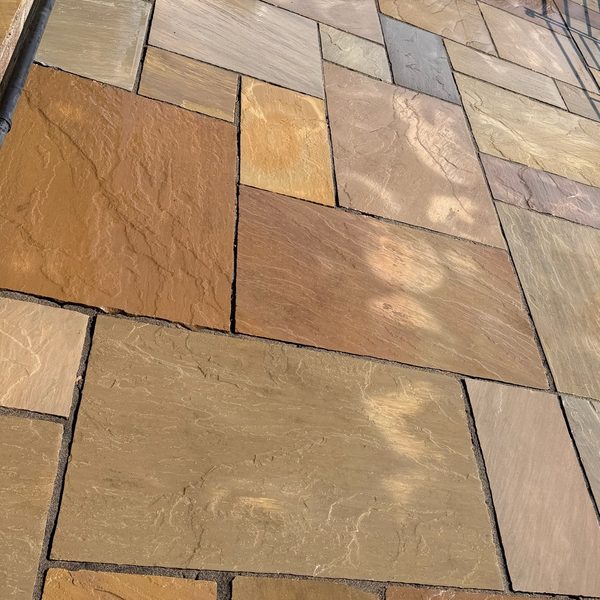Indian sandstone patio in Uttoxeter after cleaning by Ultra Clean Exteriors