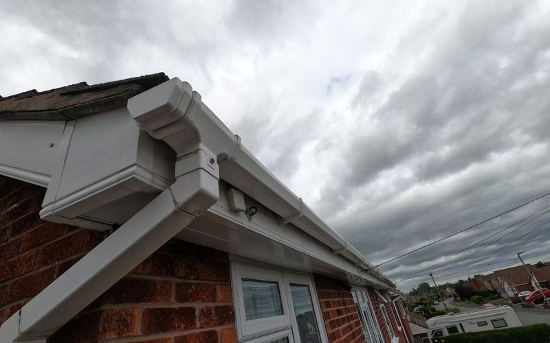 Clean white uPVC fascias, soffits and guttering on a house in Staffordshire
